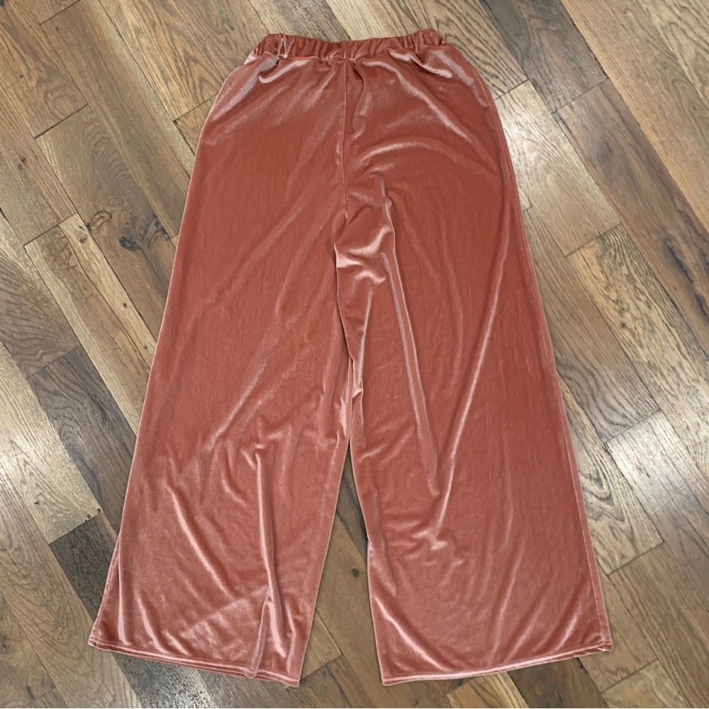 PrettyLittleThing Pink Velour Wide Leg Pants Size 4 - Picture 5 of 8